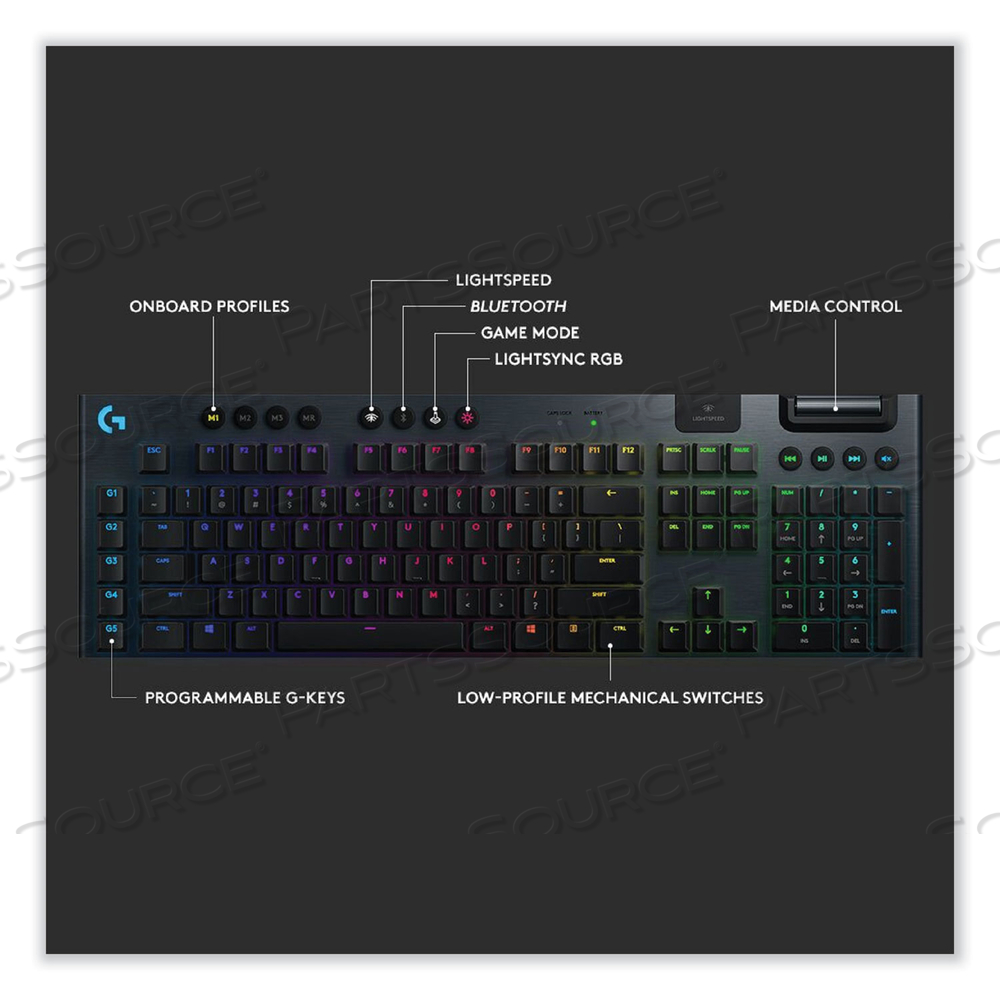 G915 LIGHTSPEED WIRELESS RGB MECHANICAL GAMING KEYBOARD, LINEAR SWITCH, BLACK 