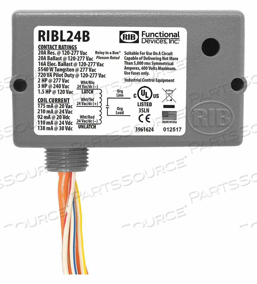 ENCL RELAY LATCHING 20A 24V by RIB ENCL RELAY LATCHING 20A 24V by RIB
