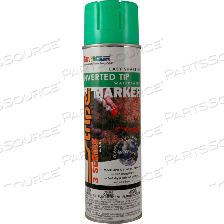 STRIPE 3-SERIES STREET & UTILITY MARKING PAINT 20 OZ. GREEN FLUORESCENT, 12/CASE by Seymour Of Sycamore STRIPE 3-SERIES STREET & UTILITY MARKING PAINT 20 OZ. GREEN FLUORESCENT, 12/CASE by Seymour Of Sycamore