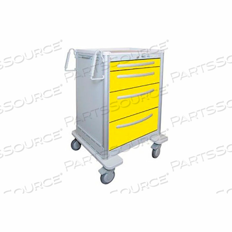4-DRAWER ALUMINUM TALL ISOLATION CART, KEY LOCK, YELLOW by Waterloo Healthcare