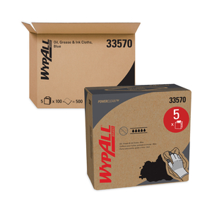 POWER CLEAN OIL, GREASE AND INK CLOTHS, POP-UP BOX, 8.8 X 16.8, BLUE by WypAll POWER CLEAN OIL, GREASE AND INK CLOTHS, POP-UP BOX, 8.8 X 16.8, BLUE by WypAll