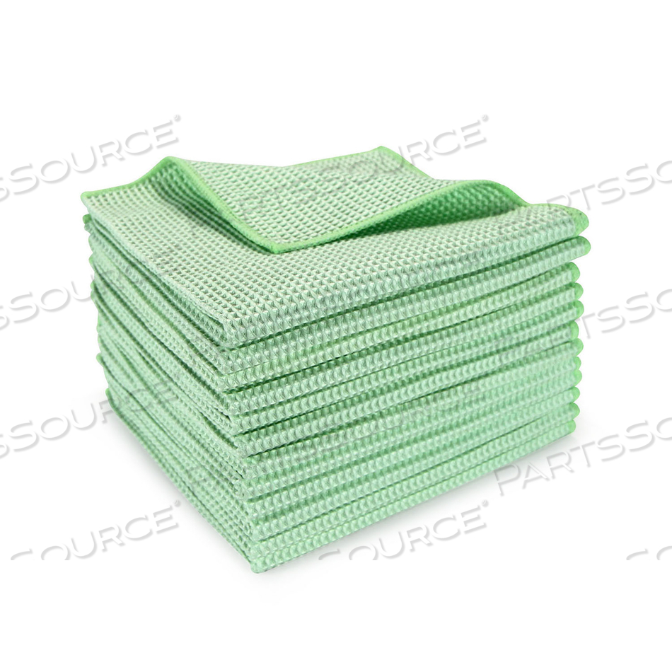 WAFFLE MICROFIBER CLOTHS - 16 X 16 - GREEN by Monarch Brands Inc.