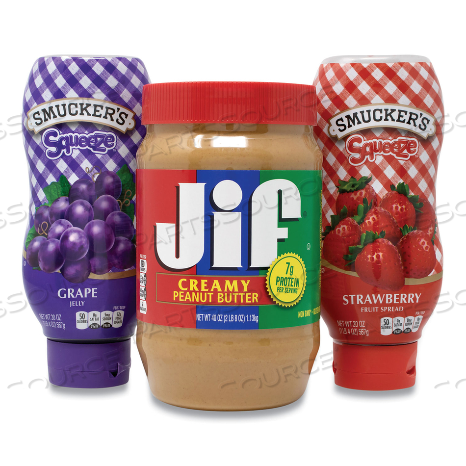 PEANUT BUTTER AND JELLY BUNDLE, (2) 40 OZ PEANUT BUTTER/(4) 20 OZ JELLY, 6/PACK 