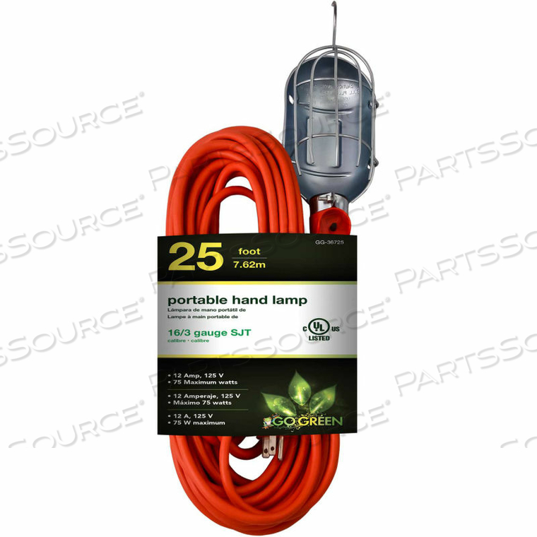 GOGREEN POWER, 25 FT PORTABLE HAND LAMP - ORANGE by Perf Power Go Green GOGREEN POWER, 25 FT PORTABLE HAND LAMP - ORANGE by Perf Power Go Green