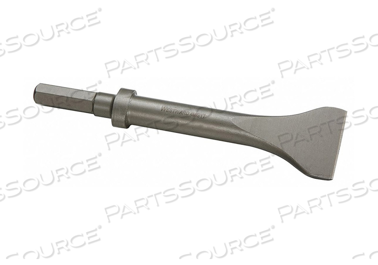 CHISEL, NON-SPARKING NO, SHANK SHAPE HEX, SHANK SIZE 0.58 IN, SHANK DESIGN HEX, OVERALL LENGTH 8 1/2 IN, MATERIAL STEEL, POINT TYPE SCALING by Westward CHISEL, NON-SPARKING NO, SHANK SHAPE HEX, SHANK SIZE 0.58 IN, SHANK DESIGN HEX, OVERALL LENGTH 8 1/2 IN, MATERIAL STEEL, POINT TYPE SCALING by Westward
