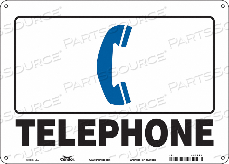 SAFETY SIGN FIRE AND EMERGENCY, HORIZONTAL RECTANGLE, NUMBER OF PRINTED SIDES 1, ENGLISH, SIGN LEGEND TELEPHONE, SIGN LEGEND BACKGROUND COLO by Condor SAFETY SIGN FIRE AND EMERGENCY, HORIZONTAL RECTANGLE, NUMBER OF PRINTED SIDES 1, ENGLISH, SIGN LEGEND TELEPHONE, SIGN LEGEND BACKGROUND COLO by Condor