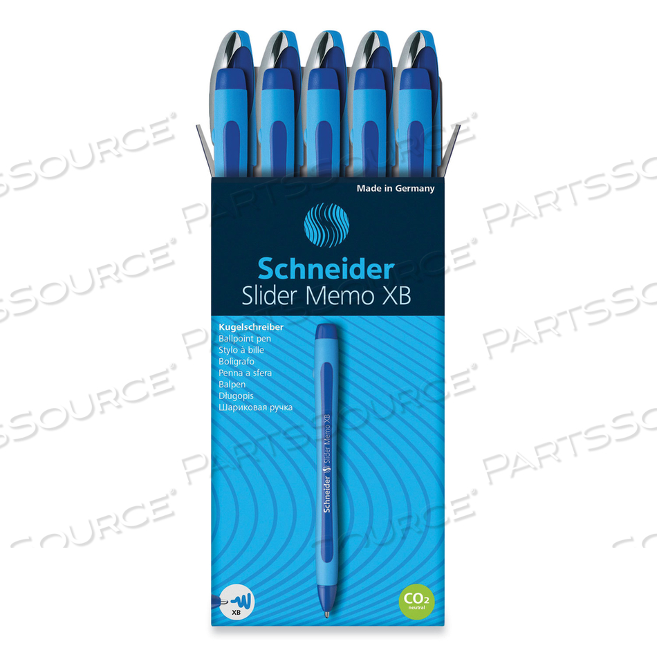 SLIDER MEMO XB BALLPOINT PEN, STICK, EXTRA-BOLD 1.4 MM, BLUE INK, BLUE/LIGHT BLUE BARREL by Schneider SLIDER MEMO XB BALLPOINT PEN, STICK, EXTRA-BOLD 1.4 MM, BLUE INK, BLUE/LIGHT BLUE BARREL by Schneider