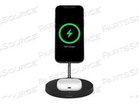 15W BLACK BOOST CHARGE PRO MAGSAFE 2-IN-1 WIRELESS CHARGING STAND WITH AC POWER ADAPTER 