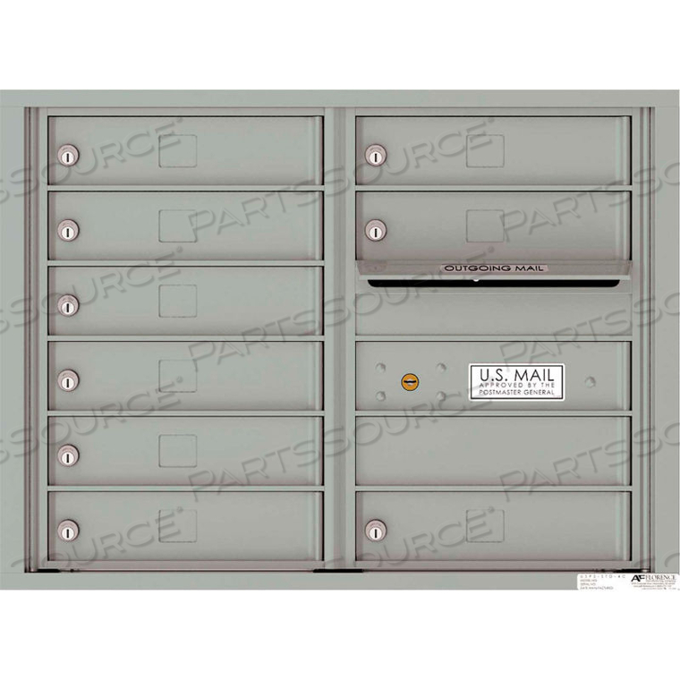 VERSATILE 4C MAILBOX 4C06D-09, 23-1/4"H, 9 MAILBOXES, FRONT LOADING, ALUMINUM, SILVER, USPS by Florence Manufacturing Company