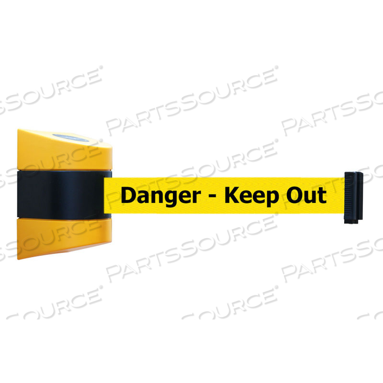 TENSABARRIER SAFETY CROWD CONTROL YELLOW 30' MAGNETIC WALL MOUNT WITH YELLOW "DANGER" BELT 