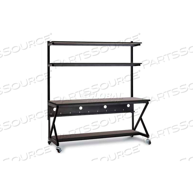 72" PERFORMANCE 100 SERIES LAN STATION WITH HALF BOTTOM SHELF, AFRICAN MAHOGANY by Kendall Howard LLC