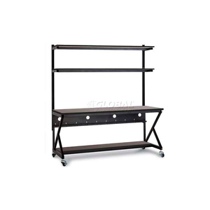 72" PERFORMANCE 100 SERIES LAN STATION WITH HALF BOTTOM SHELF, AFRICAN MAHOGANY by Kendall Howard LLC