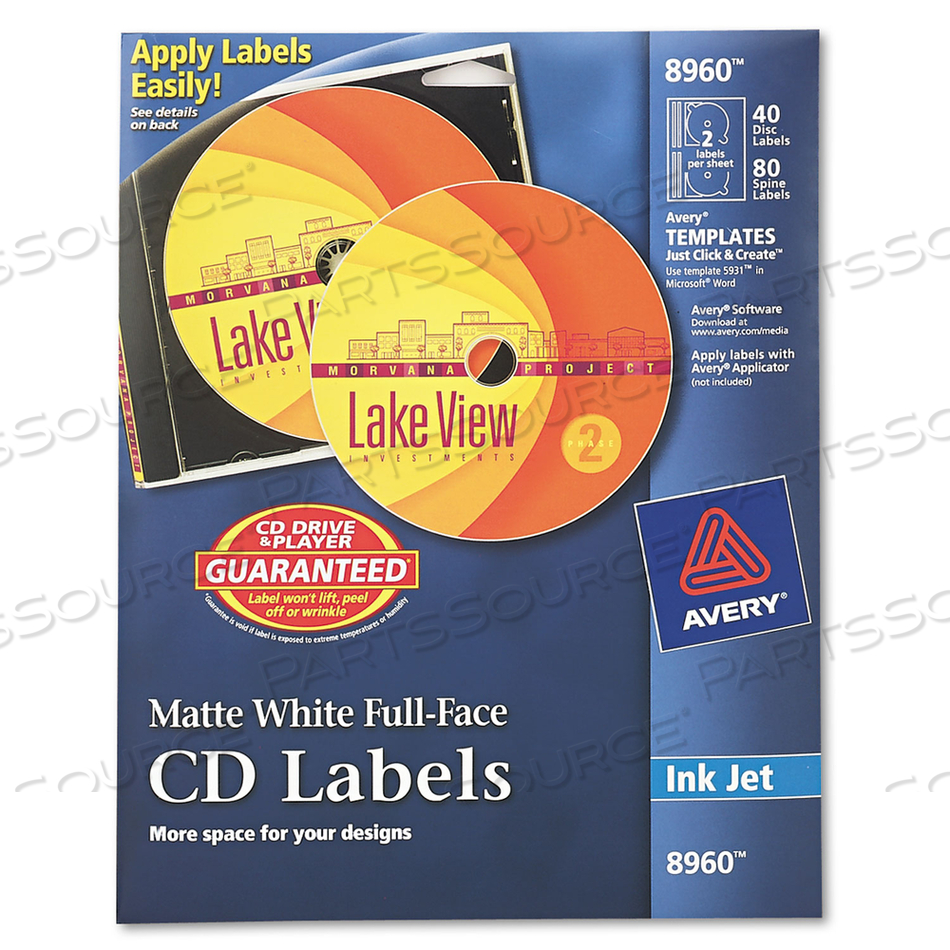 INKJET FULL-FACE CD LABELS, MATTE WHITE by Avery