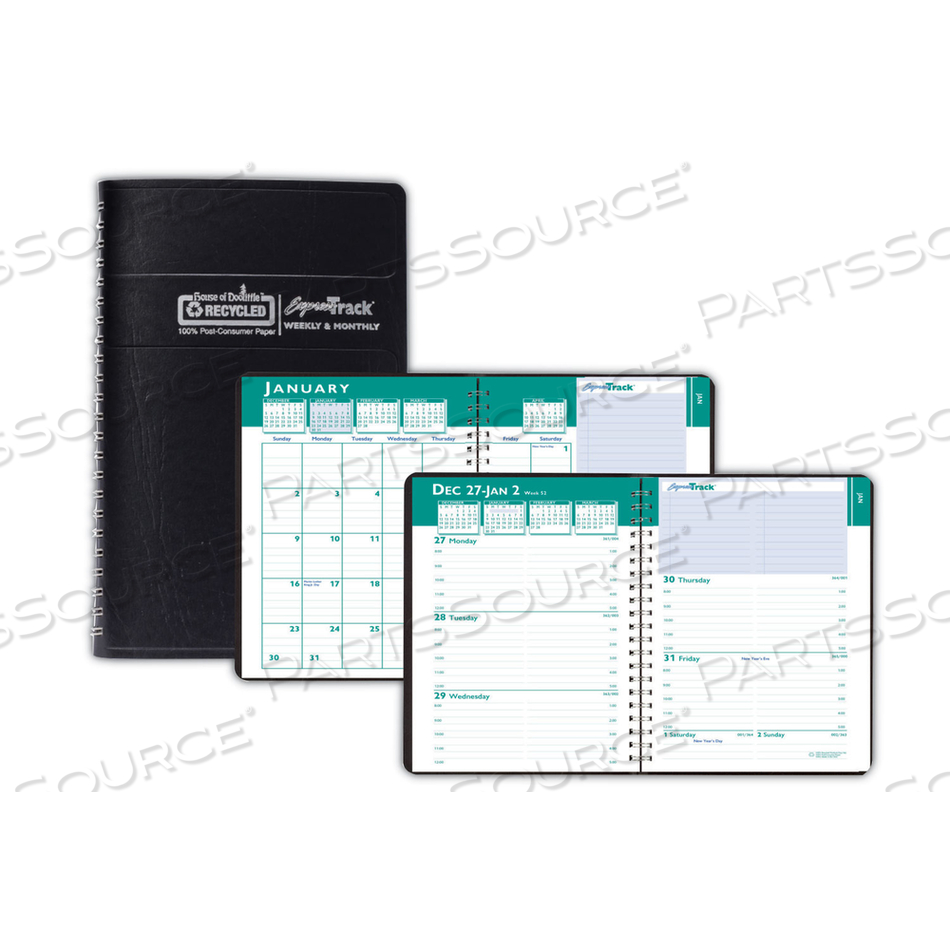 EXPRESS TRACK RECYCLED WEEKLY APPOINTMENT BOOK/MONTHLY PLANNER, 8 X 5, BLACK COVER, 13-MONTH (JAN TO JAN): 2023 TO 2024 by House Of Doolittle