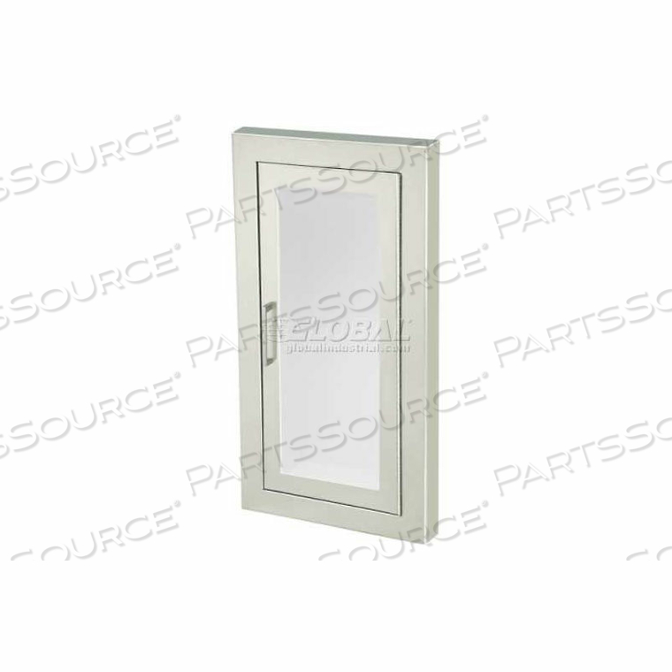FIRE EXTINGUISHER CABINET, FULL ACRYLIC WINDOW, SEMI-RECESSED 6"D, SS, 1.5" SQUARE 