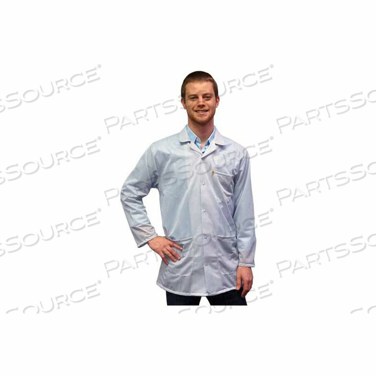ESD 3/4 LENGTH JACKET, SNAP CUFF, WHITE, LARGE by Transforming Technologies LLC ESD 3/4 LENGTH JACKET, SNAP CUFF, WHITE, LARGE by Transforming Technologies LLC