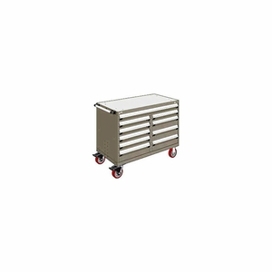 METAL 10 DRAWER MOBILE MULTI-DRAWER CABINET - 48"WX27"DX37-1/2"H LIGHT GRAY by Rousseau Metal Inc.