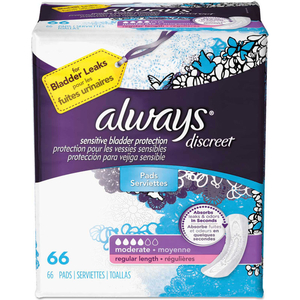 DISCREET INCONTINENCE PADS, MODERATE, 66 PADS/PACK, 3 PACKS/CASE by Always