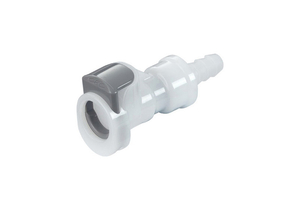 VALVED INLINE COUPLING BODY, 1/4 IN, WHITE, ACETAL, -40 TO -82 DEG C by Colder Products Company