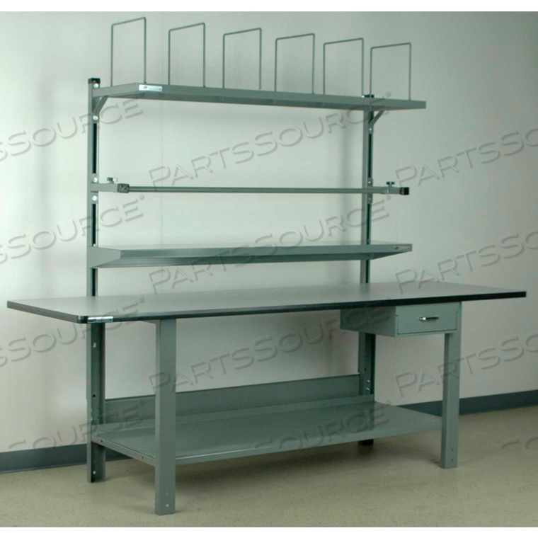 NO. 8 ADJ. HEIGHT ECONOMY PACKING WORKBENCH - LAMINATE SAFETY EDGE WITH T-MOLD 96X30 GRAY by Stackbin Corporation