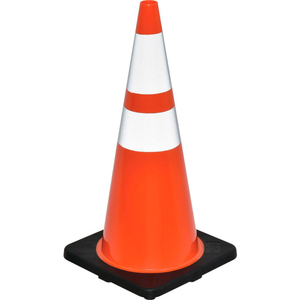 28" TRAFFIC CONE, REFLECTIVE, BLACK BASE, 7 LBS by Jinyun Granchess Rubber & Plastics Co.Lt