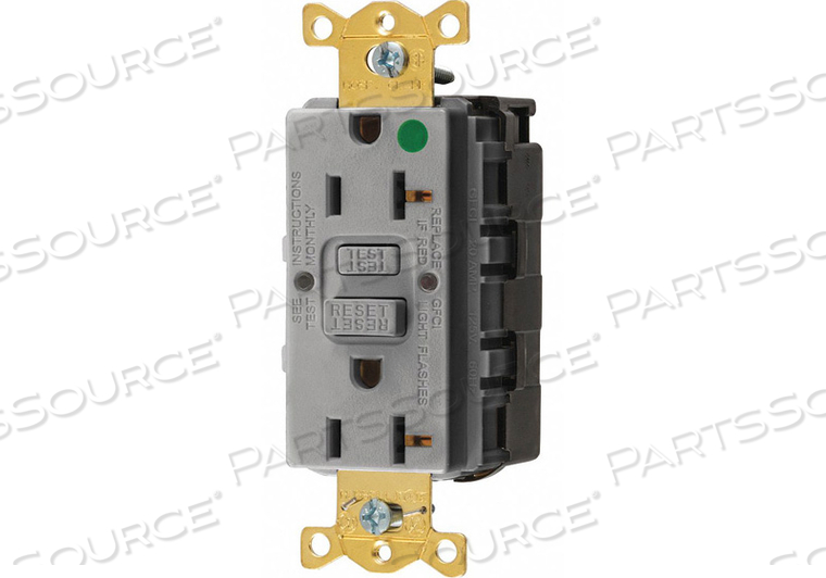 GFCI RCEPTCLE HSPITAL GR 20A 1 HP by Hubbell Incorporated, Wiring Device-Kellums GFCI RCEPTCLE HSPITAL GR 20A 1 HP by Hubbell Incorporated, Wiring Device-Kellums