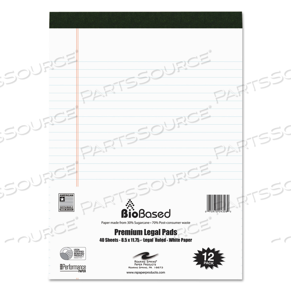USDA CERT BIO LEGAL PADS 8-1/2X11IN PK12 by Roaring Spring Paper Products