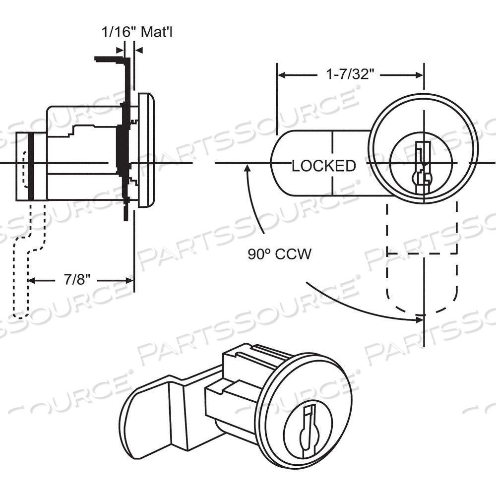 MAILBOX LOCK, FOR 4C PEDESTAL MAILBOXES, NA14 KEYWAY/SERIES C8710 OFFSET CAM by Approved Vendor