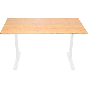 RISE UP ELECTRIC ADJUSTABLE HEIGHT STANDING DESK, BAMBOO TOP & WHITE FRAME by Uncaged Ergonomics