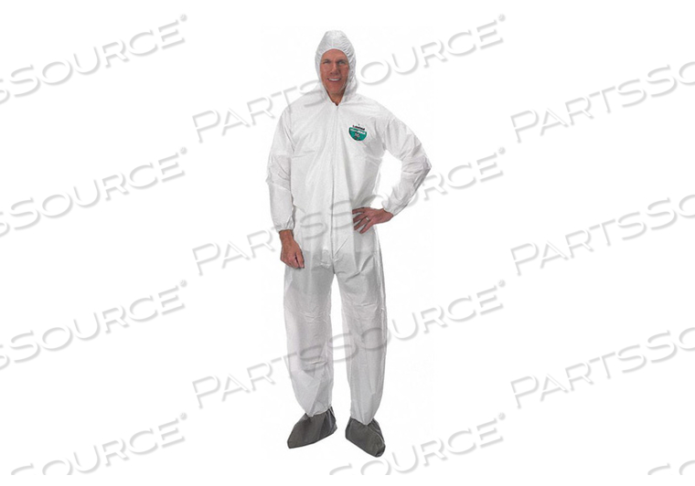 HOODED COVERALL W/BOOTS WHITE 2XL PK25 