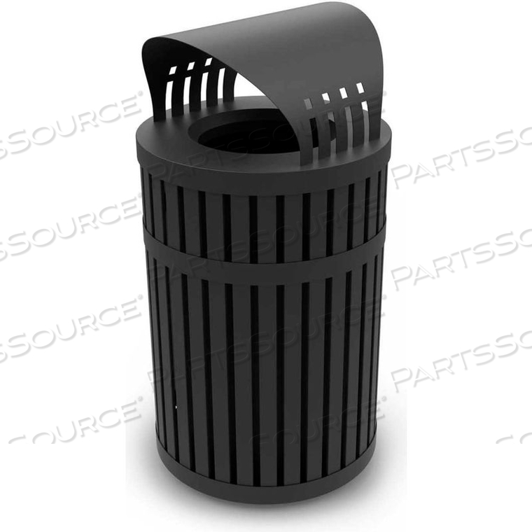 COMMERCIAL ZONE PARKVIEW 3, 45 GALLON STEEL WASTE CONTAINER W/ CANOPY TOP - BLACK by Dci Marketing