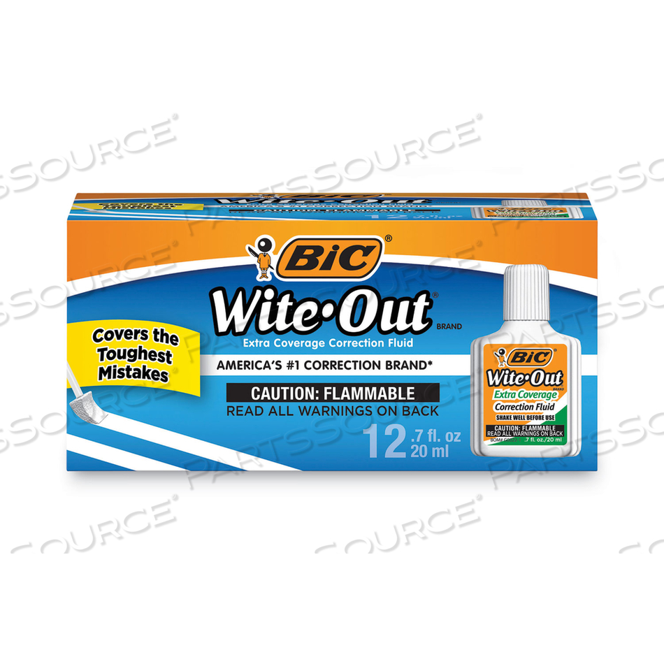 WITE-OUT EXTRA COVERAGE CORRECTION FLUID, 20 ML BOTTLE, WHITE by BIC WITE-OUT EXTRA COVERAGE CORRECTION FLUID, 20 ML BOTTLE, WHITE by BIC