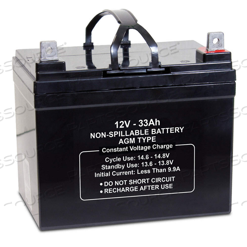 SEALED LEAD ACID BATTERY, 12V DC, 33 AH CAPACITY, 6.1 IN HT, 7.72 IN WD, 5.16 IN DP SEALED LEAD ACID BATTERY, 12V DC, 33 AH CAPACITY, 6.1 IN HT, 7.72 IN WD, 5.16 IN DP