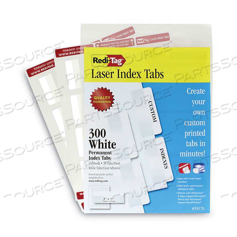 LASER PRINTABLE INDEX TABS, 1/5-CUT, WHITE, 2" WIDE by Redi-Tag LASER PRINTABLE INDEX TABS, 1/5-CUT, WHITE, 2" WIDE by Redi-Tag