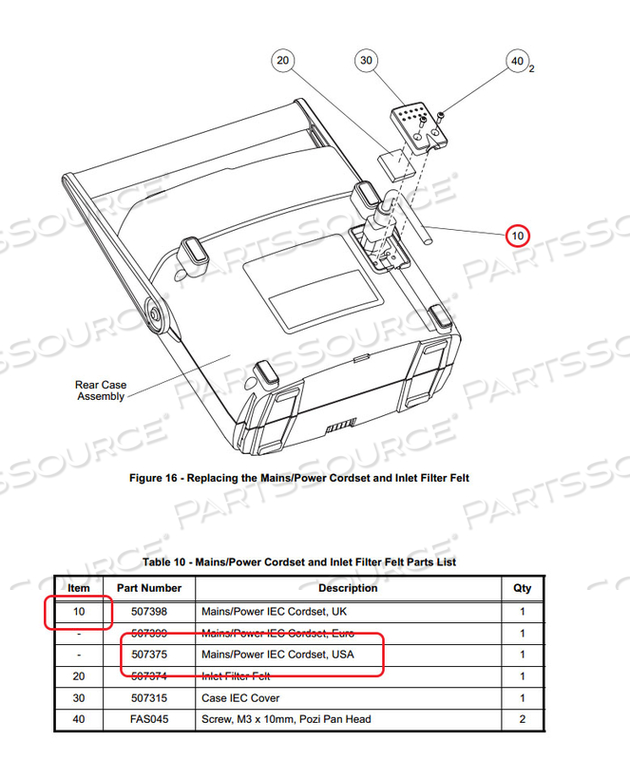 POWER CORD by Arjo Inc.