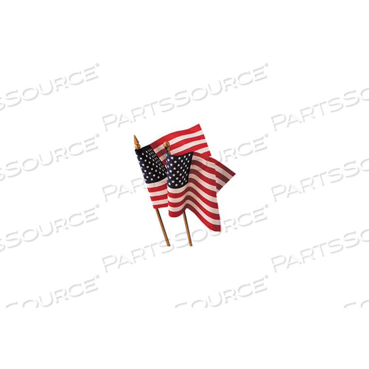 12 X 18" US HAND-HELD STICK FLAG WITH GOLD SPEARTIP, PACK OF 12 by Annin Flagmakers