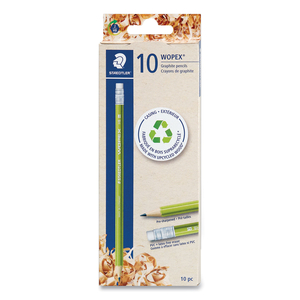 WOPEX EXTRUDED PENCIL, HB (#2), BLACK LEAD, GREEN BARREL, 10/PACK by Staedtler