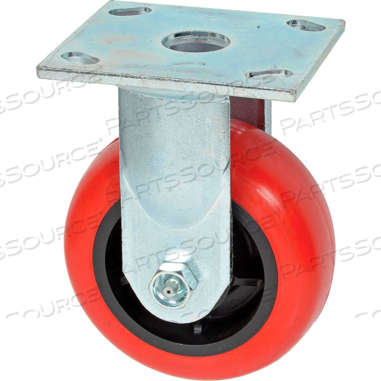 RIGID PLATE CASTER 5" POLYURETHANE WHEEL by Faultless Caster RIGID PLATE CASTER 5" POLYURETHANE WHEEL by Faultless Caster