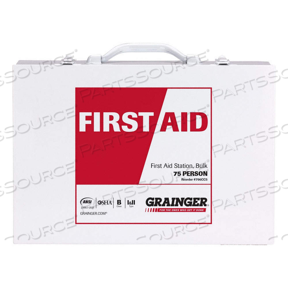 FIRST AID KIT AND HOUSING, 460 COMPONENTS, ANSI/ISEA Z308.1-2021, TYPE I/II, CLASS B by Approved Vendor FIRST AID KIT AND HOUSING, 460 COMPONENTS, ANSI/ISEA Z308.1-2021, TYPE I/II, CLASS B by Approved Vendor