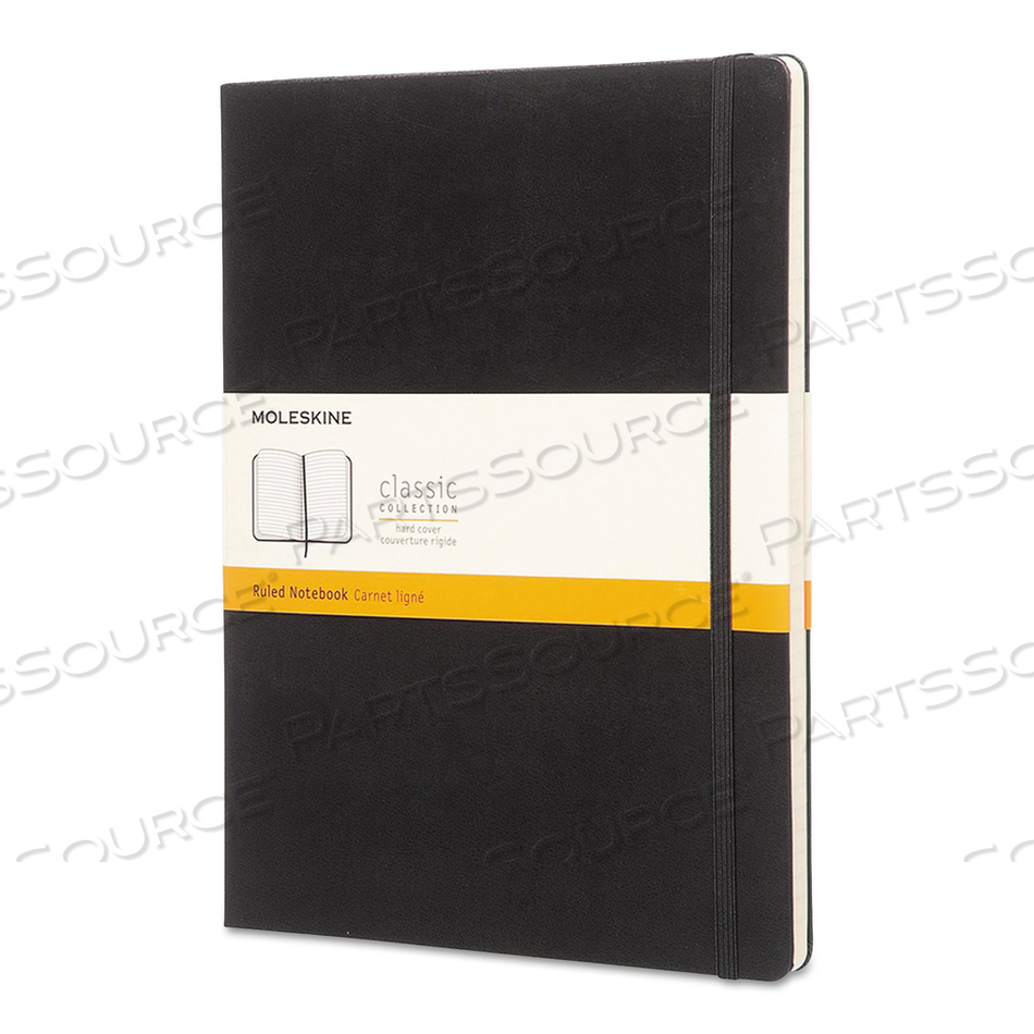 CLASSIC COLORED HARDCOVER NOTEBOOK, 1 SUBJECT, NARROW RULE, BLACK COVER, 10 X 7.5, 192 SHEETS 