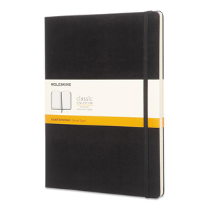 CLASSIC COLORED HARDCOVER NOTEBOOK, 1 SUBJECT, NARROW RULE, BLACK COVER, 10 X 7.5, 192 SHEETS by Moleskine