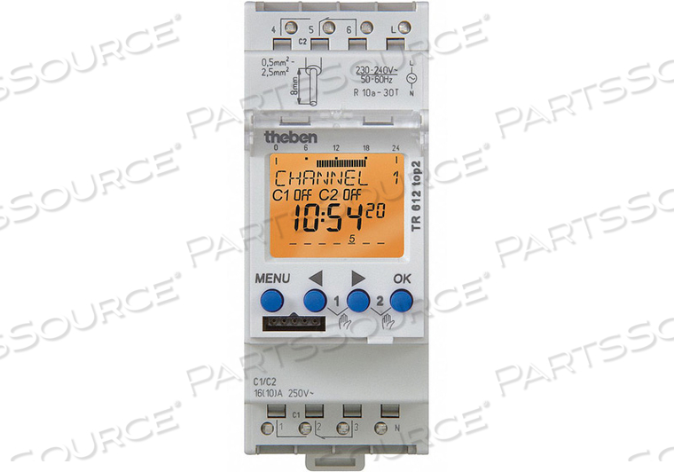 ELECTR. TIMER DIN RAIL 24HR/7D 2 CHN. by Theben