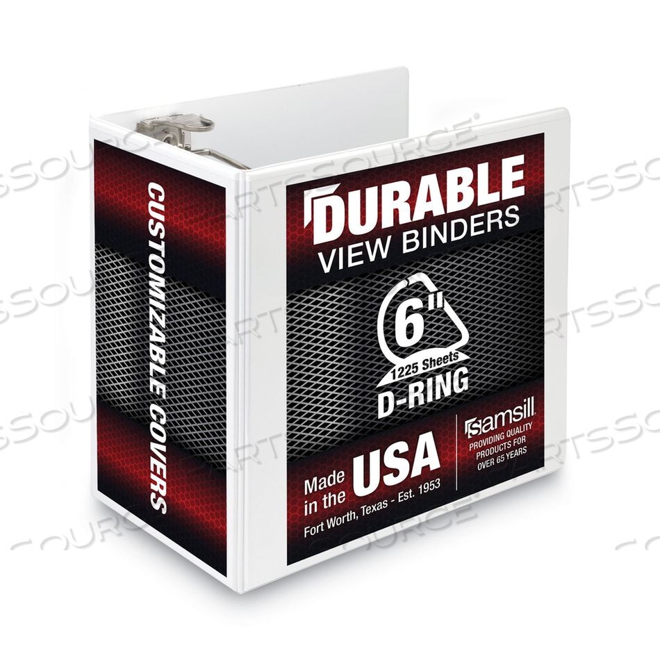 NONSTICK D-RING VIEW BINDER, 3 RINGS, 6" CAPACITY, 11 X 8.5, WHITE by Samsill NONSTICK D-RING VIEW BINDER, 3 RINGS, 6" CAPACITY, 11 X 8.5, WHITE by Samsill