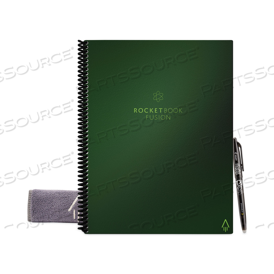 FUSION SMART NOTEBOOK, SEVEN ASSORTED PAGE FORMATS, TERRESTRIAL GREEN COVER, 11 X 8.5, 21 SHEETS 