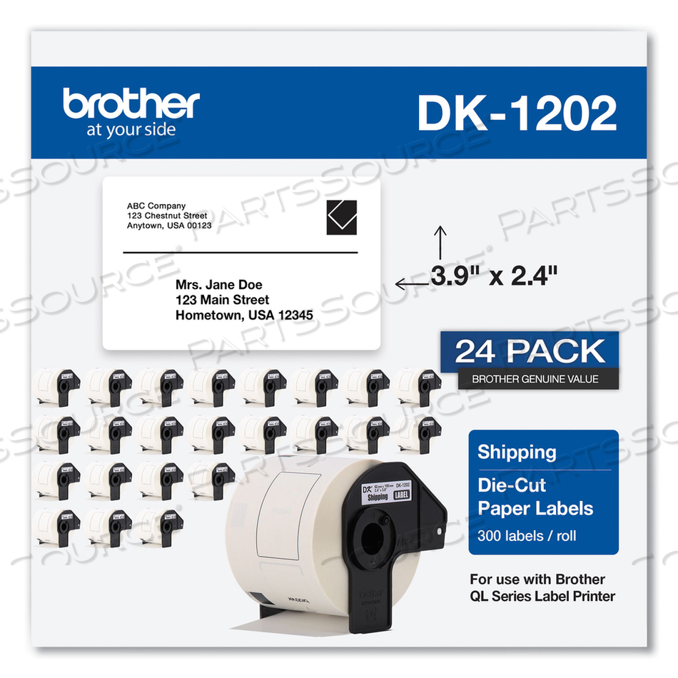 DIE-CUT SHIPPING LABELS, 2.4 X 3.9, WHITE by Brother DIE-CUT SHIPPING LABELS, 2.4 X 3.9, WHITE by Brother