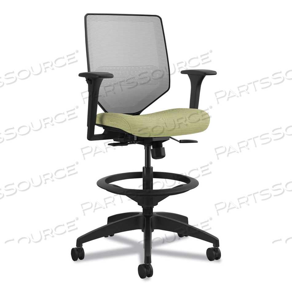 SOLVE SERIES MESH BACK TASK STOOL, SUPPORTS UP TO 300 LB, 23" TO 33" SEAT HEIGHT, MEADOW SEAT, FOG BACK, BLACK BASE 