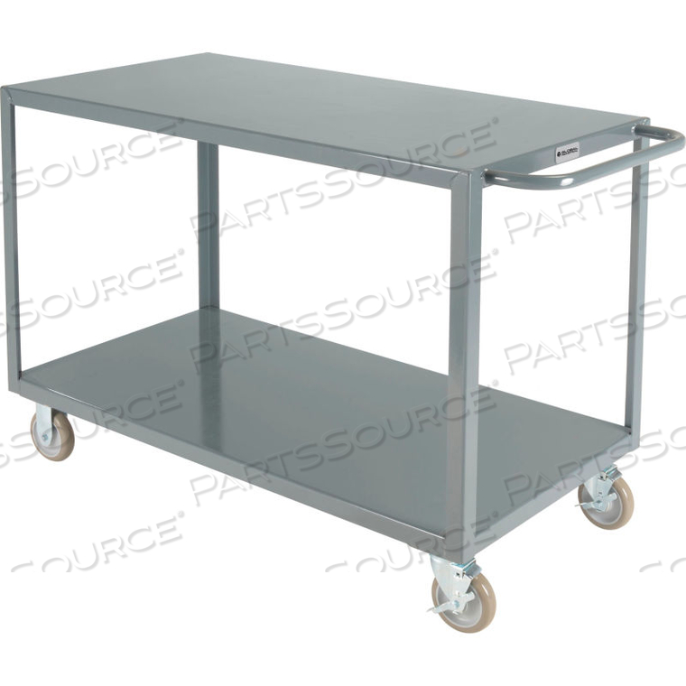WELDED STEEL UTILITY CART, 2 FLUSH SHELVES, 24"WX48"L by Ballymore