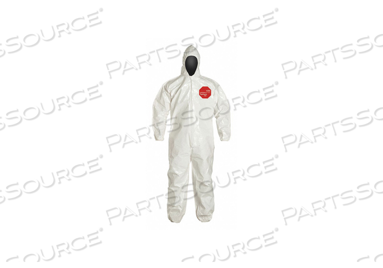 HOODED DISPOSABLE COVERALLS, 2XL, KLEENGUARD™ A80, ELASTIC WRIST, WHITE by DuPont