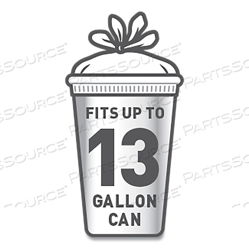 TALL KITCHEN QUICK-TIE BAGS, 13 GAL, 0.66 MIL, 23.75" X 28", WHITE by Glad TALL KITCHEN QUICK-TIE BAGS, 13 GAL, 0.66 MIL, 23.75" X 28", WHITE by Glad