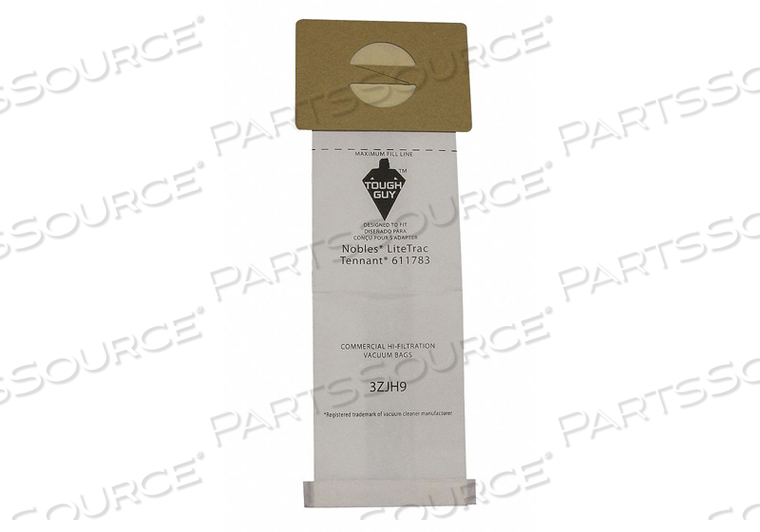 VACUUM BAG, FOR VACUUM TYPE UPRIGHT VACUUM, FITS VACUUM BRAND NOBLES, TENNANT, FITS VACUUM MODELS 3220, LITE TRAC, V-DHU-14/36, VIPER, WHIRL by Tough Guy VACUUM BAG, FOR VACUUM TYPE UPRIGHT VACUUM, FITS VACUUM BRAND NOBLES, TENNANT, FITS VACUUM MODELS 3220, LITE TRAC, V-DHU-14/36, VIPER, WHIRL by Tough Guy
